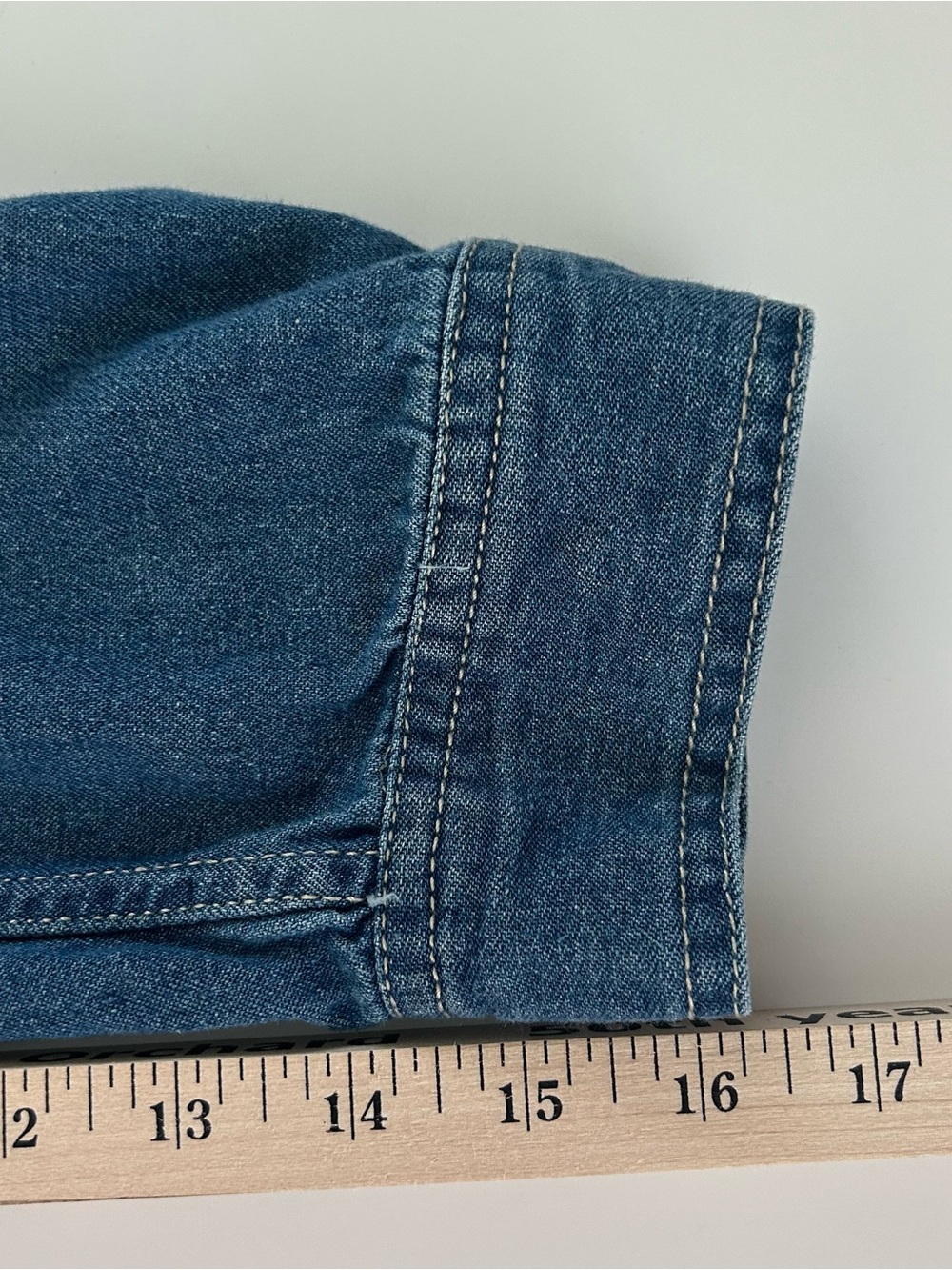 Tudor Court Women’s XL Denim Chore Jacket Blue Longline Button Front 100% Cotton - Picture 8 of 8